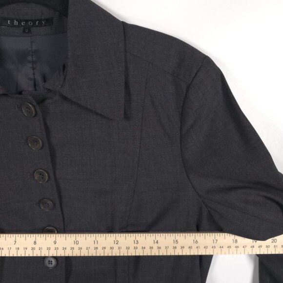 Theory WOOL Blend USA🇺🇸MADE Button Up Collared Crop Blazer Jacket Size 10 - Picture 6 of 11
